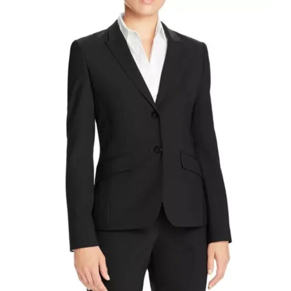 Boss Hugo Boss Julea Black Two Button Blazer, 96% Wool, Size 6